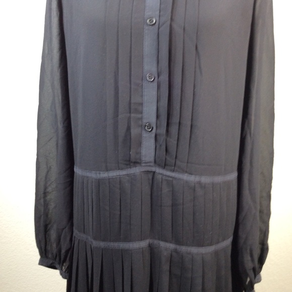 Tory Burch Sydney Black Pleated Silk Dress - Picture 4 of 16